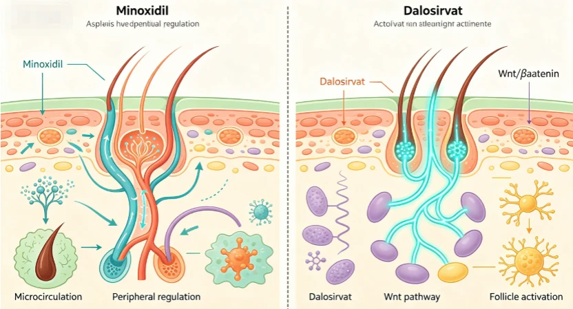 The differences between Dalosirvat and Minoxidil The differences between Dalosirvat and Minoxidil